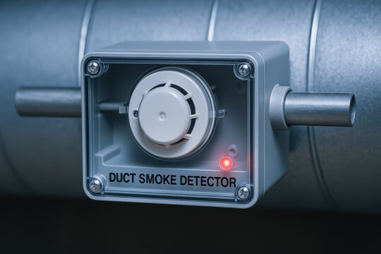 Duct smoke detector installed air duct system for safety engineering and industry environments with reliable smoke detection and alert function