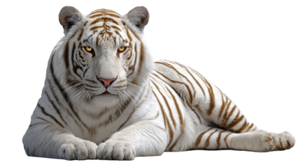 Majestic White Tiger: A captivating portrait of a stunning white tiger, its pristine fur and piercing gaze exuding power and grace. A symbol of wilderness and freedom.