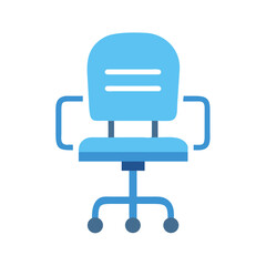 Illustration of blue office chair with White Background