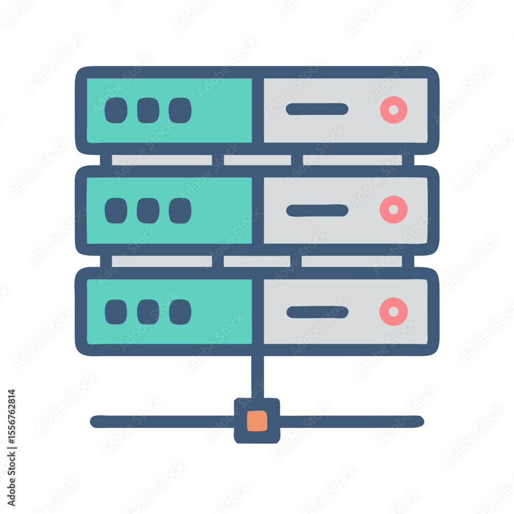 Poster server stack isolated icon for data storage network