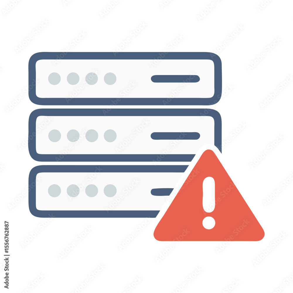 Poster data server failure warning icon on a white background