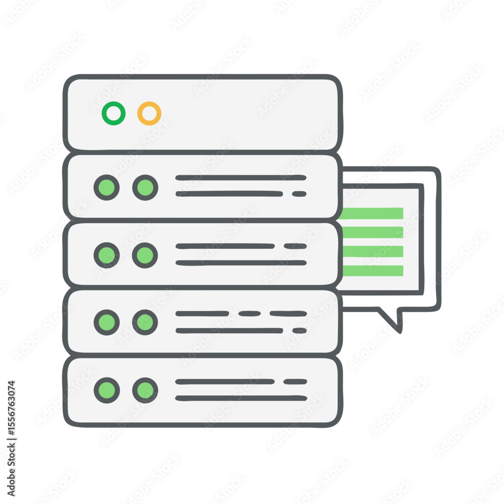 Poster servers and data connection symbol on white background art
