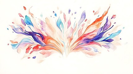 Obraz premium Abstract watercolor painting vibrant multicolored splashes and swirls on white background