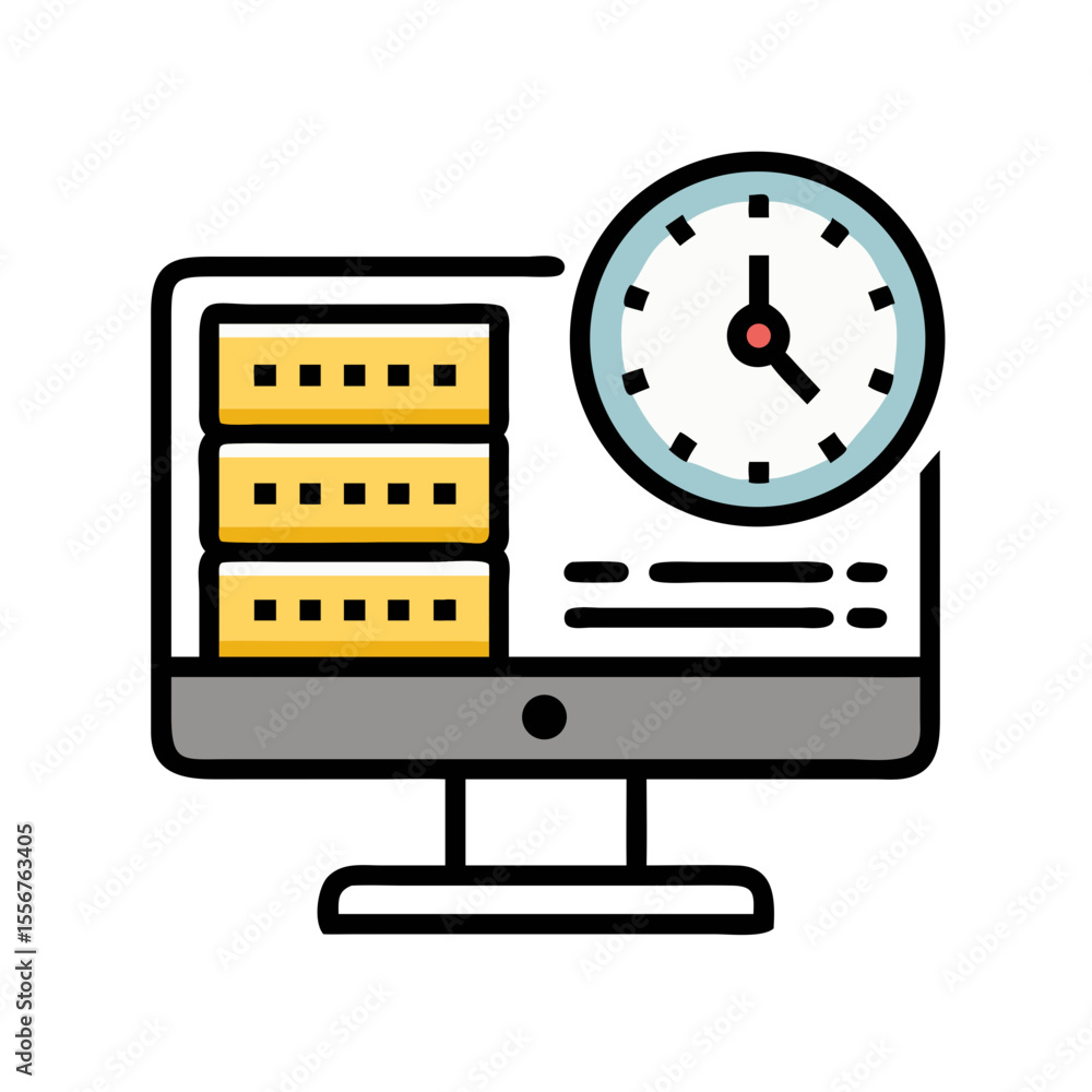Poster data processing speed and time management vector illustration concept
