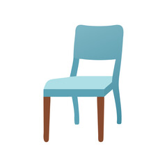 Simple light blue chair on a White Background isolated