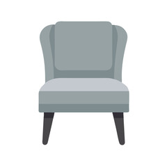 Minimalist light gray armchair on a White Background studio shot