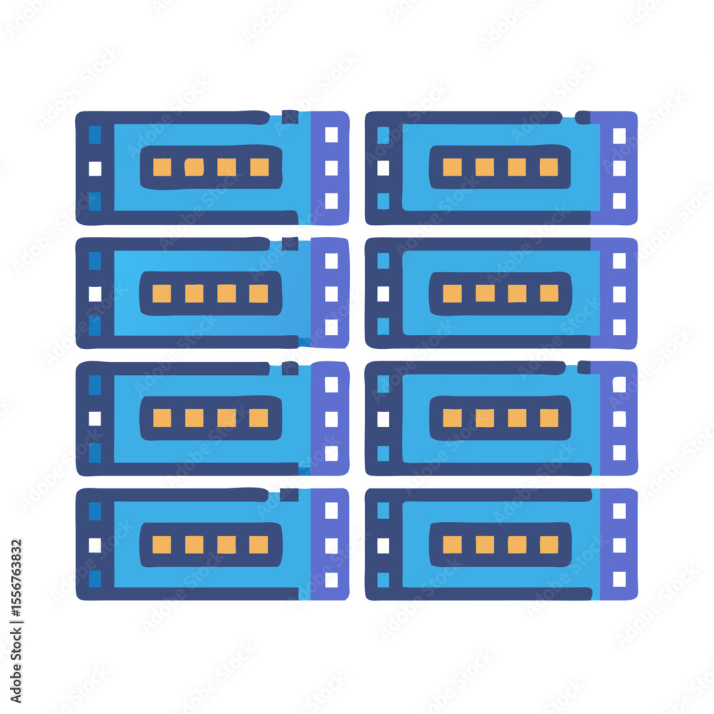 Poster stack of computer ram modules on white background