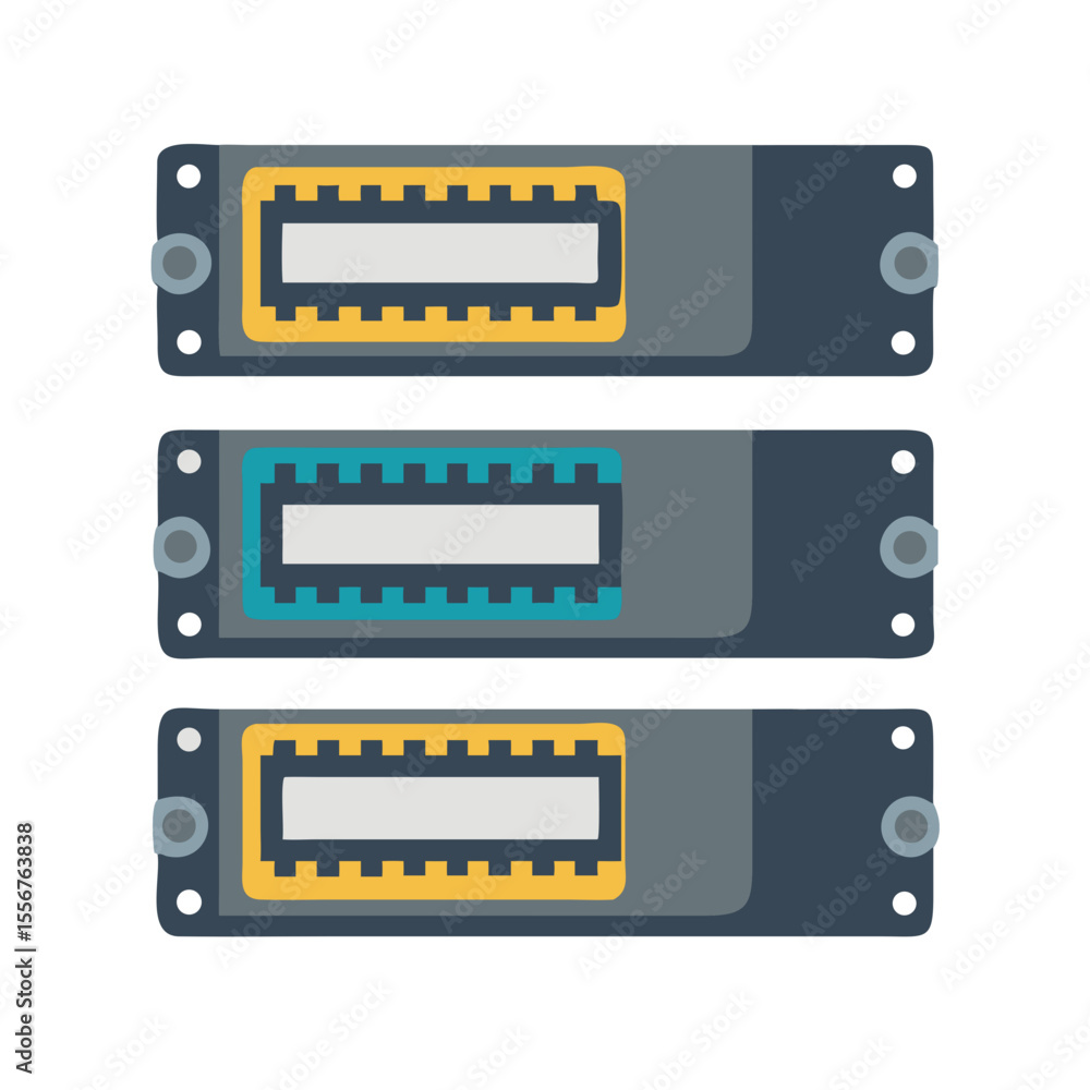 Poster three computer memory modules isolated on white background flat style