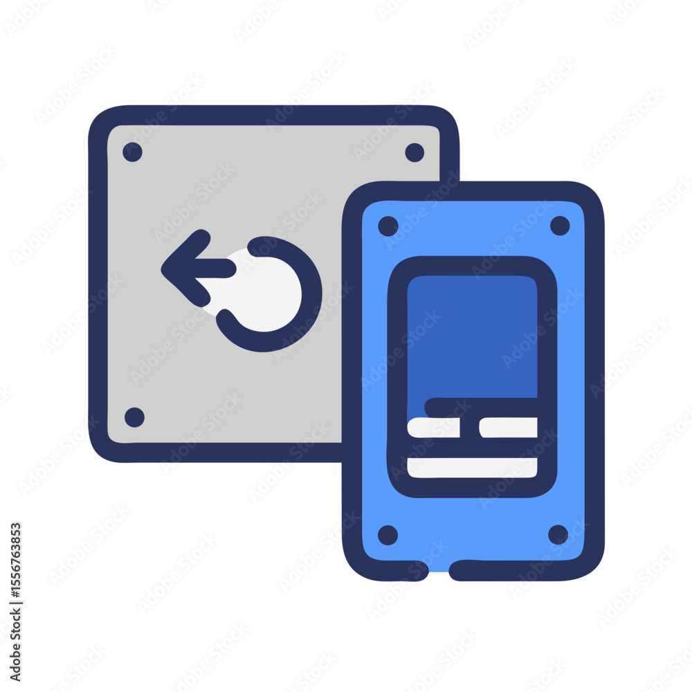 Poster smartphone with refresh arrow symbol for device update