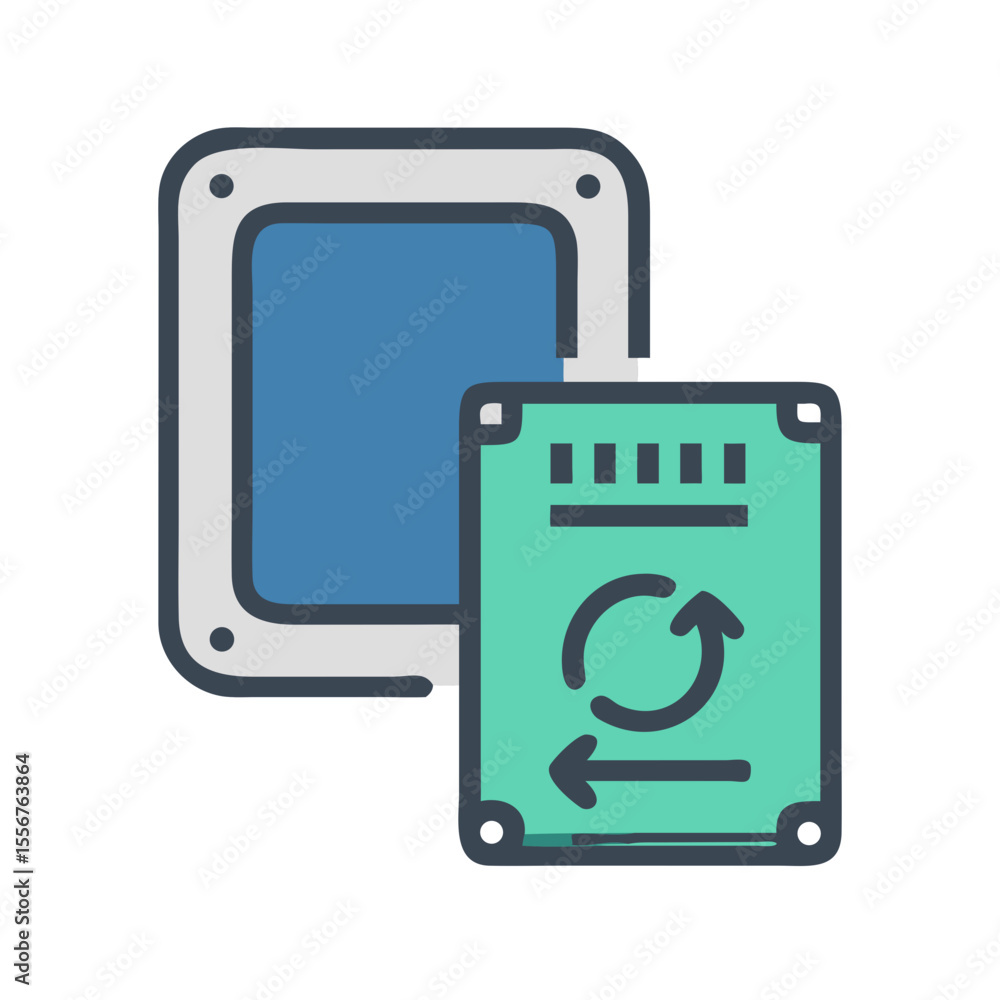 Poster cloud computing with data transfer and sync icon concept