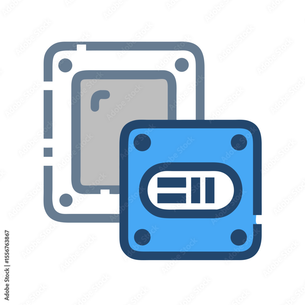Aufkleber stylized illustration of computer cpu chipset and component
