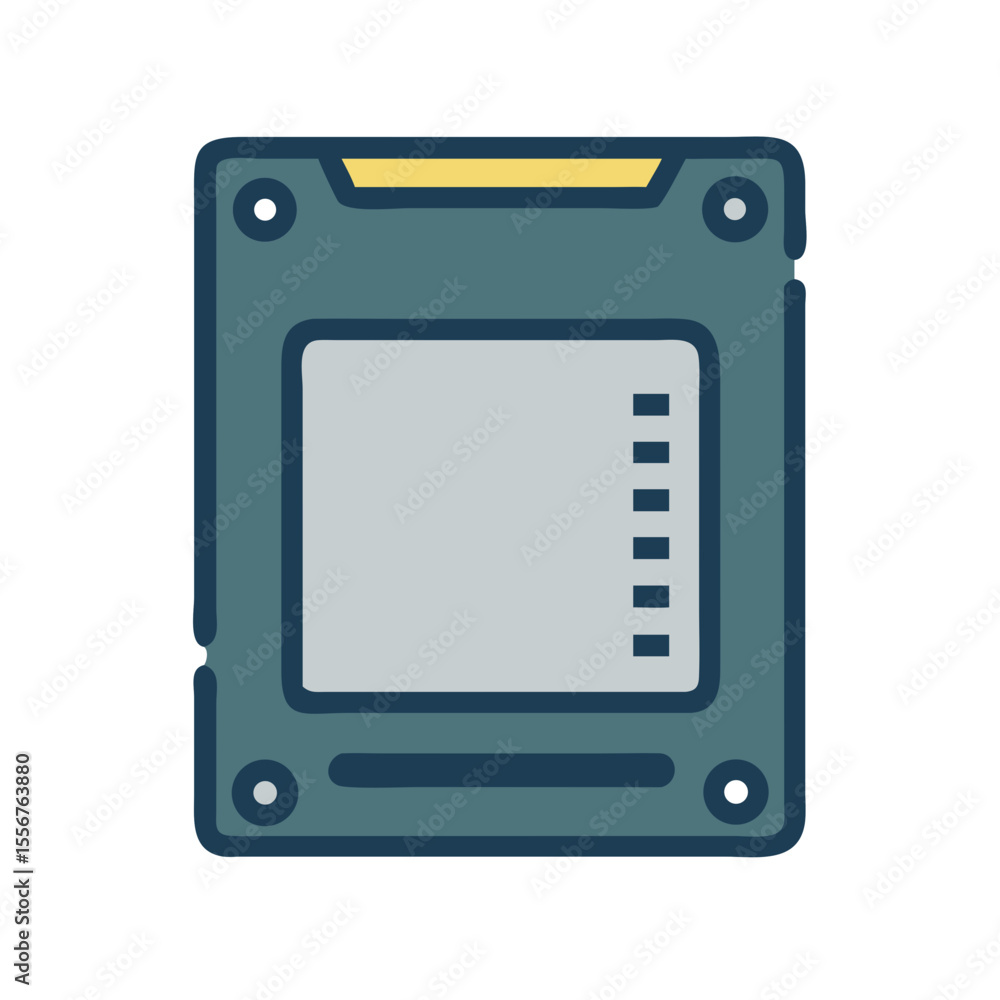 Fototapete isolated computer processor chip against white background illustration style