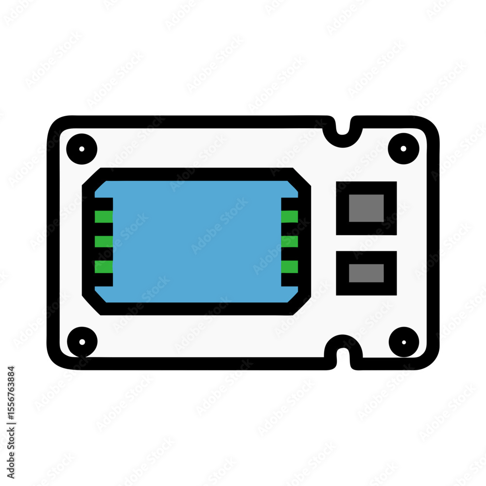 Poster stylized microcontroller unit image in flat vector design.
