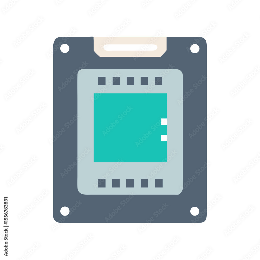 Poster flat vector image of a solid state drive ssd