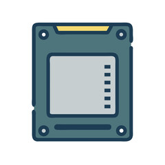 Isolated computer processor chip against White Background illustration style