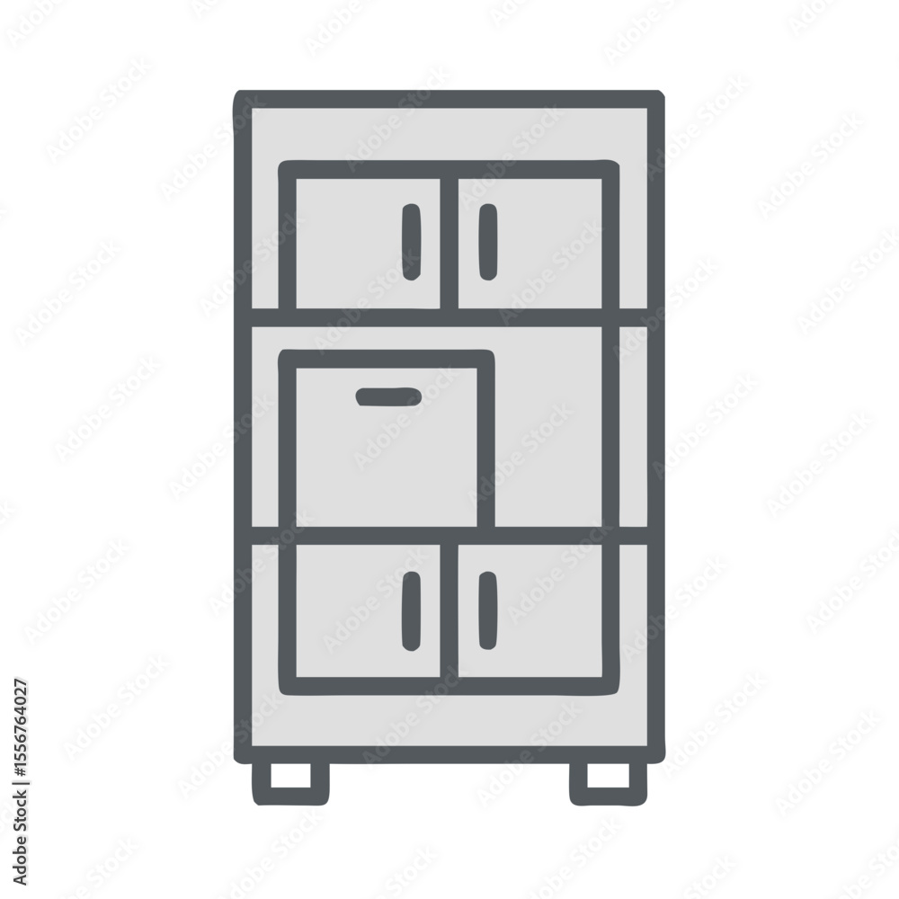 Poster simplified bookshelf icon isolated for design elements or visuals