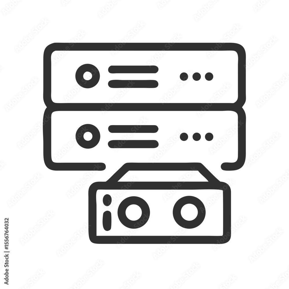 Poster minimalist line art server rack for data storage symbol