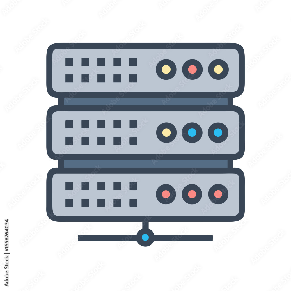 Poster three level server data storage in flat design style