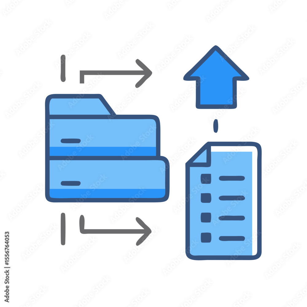 Poster data transfer folder and document upload concept flat design