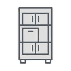 Simplified bookshelf icon isolated for design elements or visuals