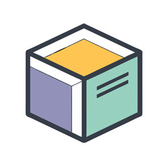 Stylized cube icon with pastel colors on White Background