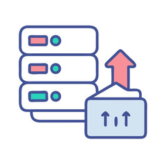 Data upload to server storage with arrows illustration