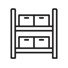 Minimalist shelves with storage boxes on White Background