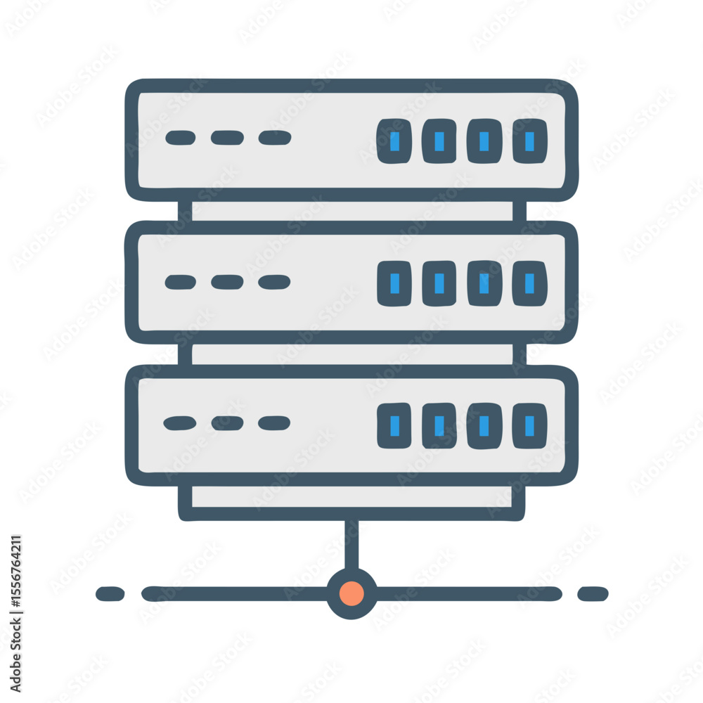 Poster isolated stylized server icon on white background for data
