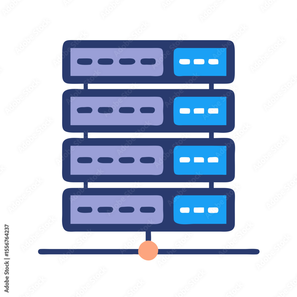 Poster simple illustration of a data center server stack on white