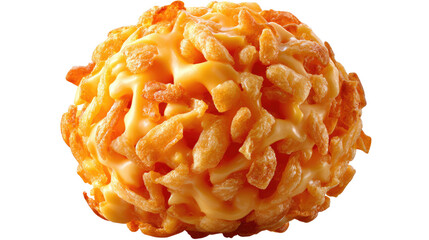 Golden Cheese Delight: A captivating close-up showcases a delectable cheese ball, its surface adorned with a medley of golden crisps, a culinary masterpiece that tantalizes taste buds.