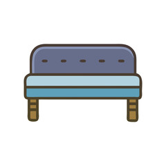 Stylized light blue couch illustration on a White Background