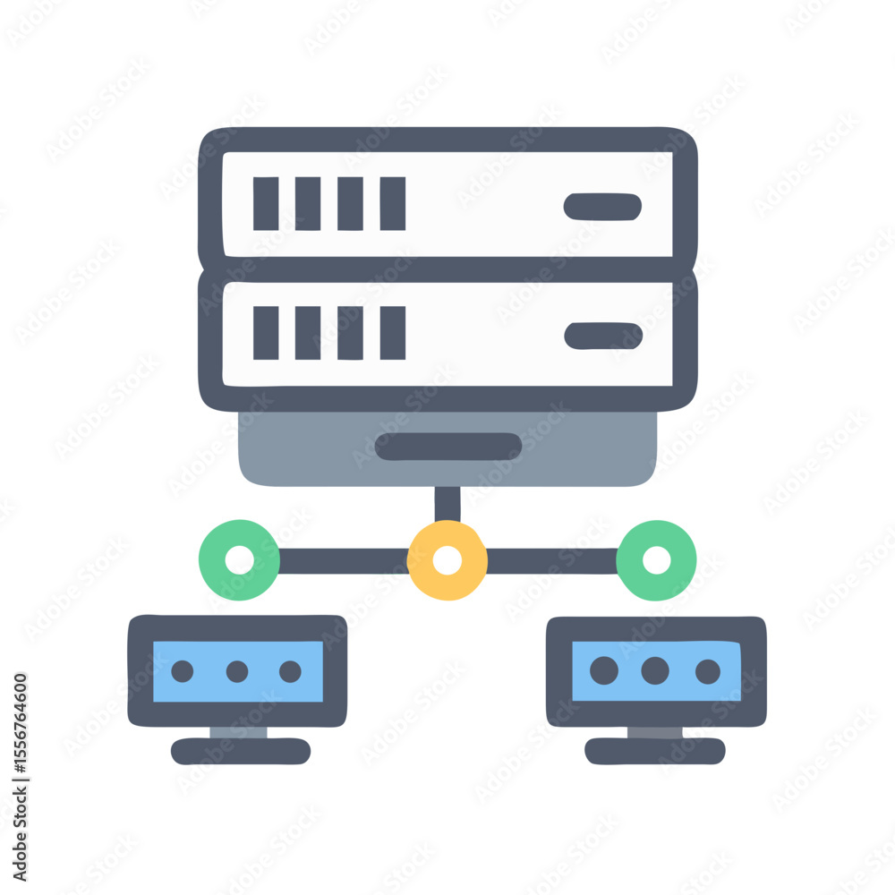 Poster abstract servers and computers network connection illustration
