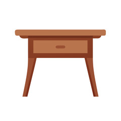 Flat illustration of brown wooden table with single drawer