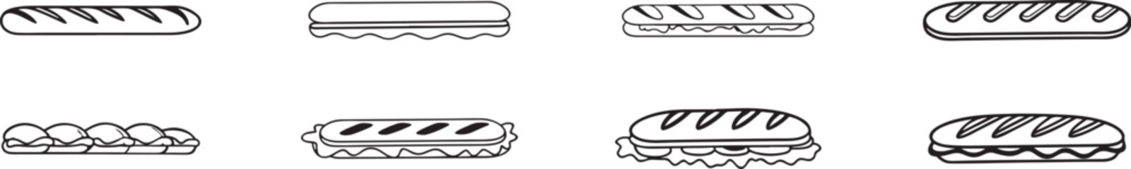 Bread and Sandwich Icons Vector.