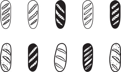 Simple Outline Bread and Filled Sandwich Graphics.