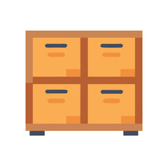 Wooden cabinet with four drawers in flat design style