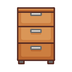 Wooden drawer cabinet with three drawers storage organizer
