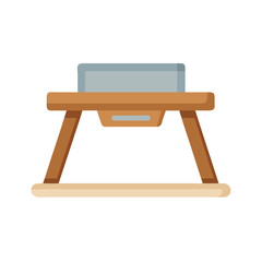 Minimalist illustration of a wooden baby walker toy