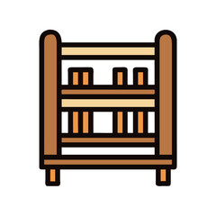Fototapeta premium Minimalist wooden shelving unit isolated on a White Background