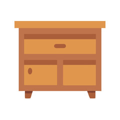 Wooden nightstand illustration with drawers and door design