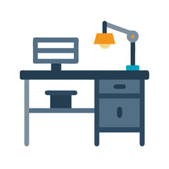 Minimalist desk setup with computer and task lamp