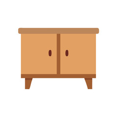 Flat illustration of brown cabinet furniture on White Background