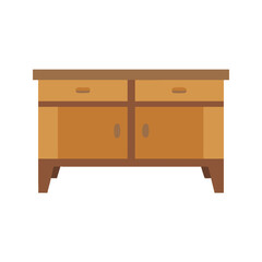Flat Vector Illustration of Wooden Cabinet on White Background