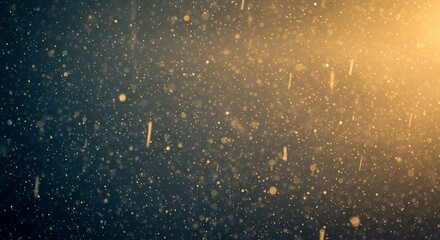 Fototapeta premium Golden Dust Particles Falling: Abstract Dark Background, Warm Light, Magical Bokeh Effect