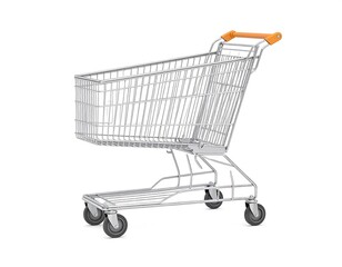 Shopping cart, metallic, side view