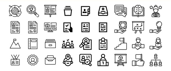 Black and White Line Icon Set Human Resources Management Collection