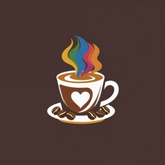 Obraz premium Vibrant steaming coffee cup with heart design cozy warm comforting scene