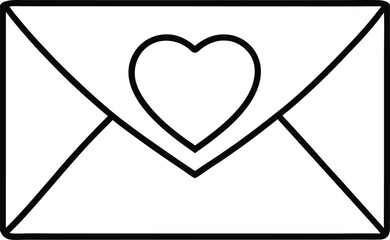 Simple line art of an open envelope with a small heart inside