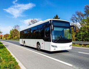 White bus on highway