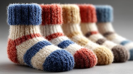 Christmas socks with Dutch flag stripes, fuzzy texture, floating gift boxes